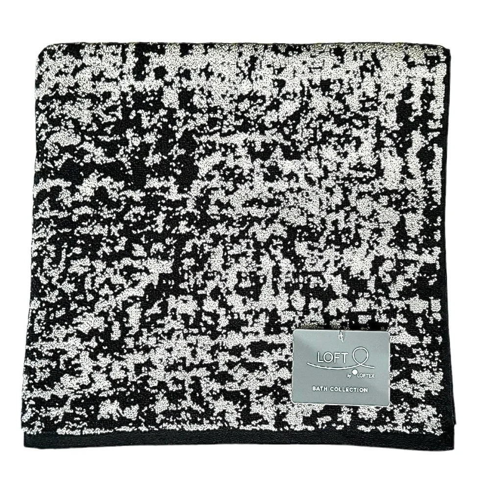 Loft by Loftex 2 Pc Bath Towels Set Black & Light Gray Modern Print SUSTAINABLE